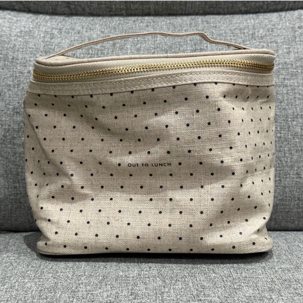 Kate Spade New York Out To Lunch Polka Dot Insulated Lunch Bag Tote Cream Black